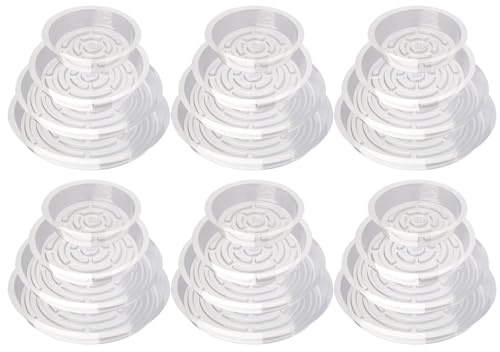 Porgeel Paquete de 24 platillos de plástico para Plantas 6/8/10/12 bandejas de Goteo para Plantas platillos de plástico Transparente para Uso Interior y Exterior