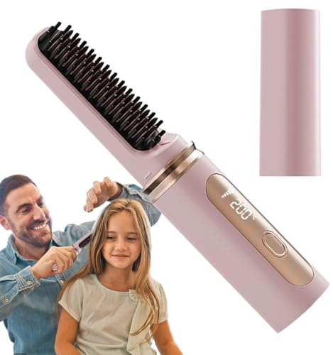 Brosse À Lisser Les Cheveux – Chauffage Rapide, Anti-brûlure | Brosse À Cheveux Sans Fil, Peigne À Lisser, Rechargeable Par USB, Fer À Friser À Chauffage Rapide, Outils De Coiffure Pour Femmes Et Fill