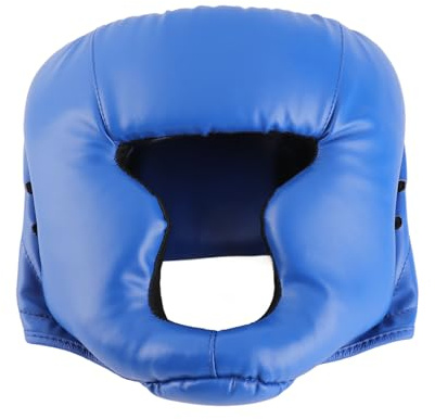 Mingzhe Kickboxning Head Gear MMA Träning Sparring Kampsport Boxningshjälm för Vuxna Barn Justerbar Skydds PU Läder Skumvaddering Svart Blå Röd Storlek S L (S för barn)