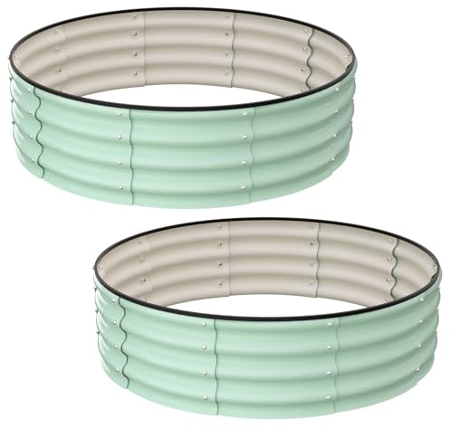 Bac Surélevé En Acier Galvanisé 120x120x30 cm, Vert Olive, Set De 2, Robuste, Bordures Sécurisées, Sans Fond, Facile à Installer, Jardiniere Exterieur Pour La Culture De Légumes Et De Fleurs