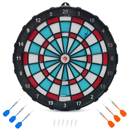 16 Inch Soft Tip Safety Dartboard Set with 6 Soft Darts & Replacement Tips | Family Indoor/Garden Game, Professional Honeycomb Structure Target for Children, Adults, Beginners, Parties