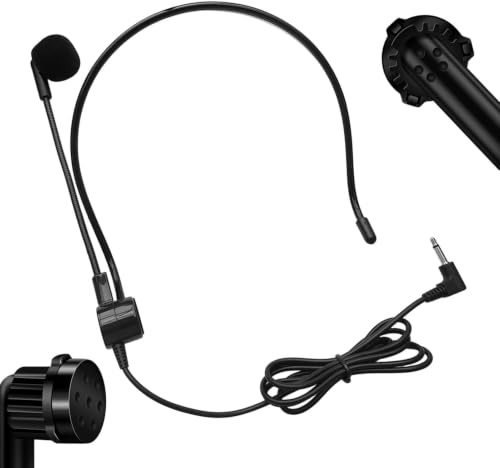 Micrófono de cabeza con cable giratorio con cancelación de ruido, altavoz ligero | Micrófono sobre la oreja para mujeres y hombres, guía turística, escuela, aula, hablar
