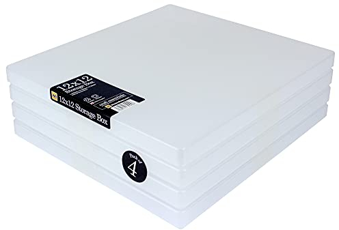 WestonBoxes 12x12 (12.5 x 13.5 Inch / 31 x 33.5cm) Plastic Storage Box for Scrapbooking and Paper Crafts - 2.6 Litre Volume (Pack of 4)