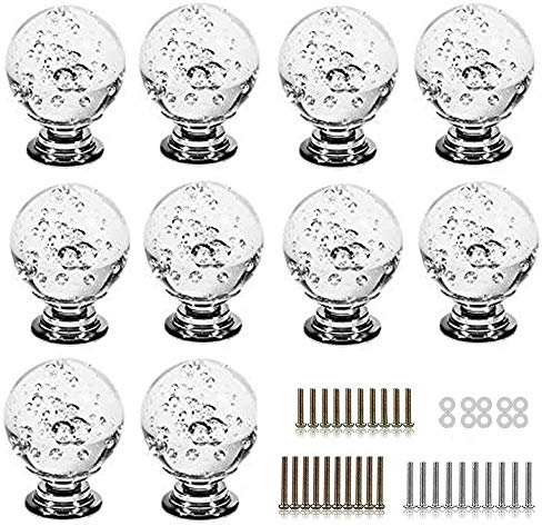 FBSHOP(TM) 10 Stück Transparent Süße Bubbles Ball Crystal Glas Knopf Deko Türknauf Möbelknauf Pull Griff für Möbel Schublade Schrank Kommode Kleiderschrank Tür Küche & Baby Kid 's Kinder Möbel Decor