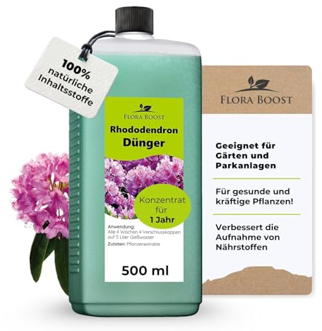 Flora Boost Rhododendron Dünger 500ml, 100% natürlicher Flüssigdünger | Flüssiger Blatt- & Wurzeldünger für bis zu 100L Gießwasser. Blumendünger für Rhododendron Pflanzen. Pflanzendünger