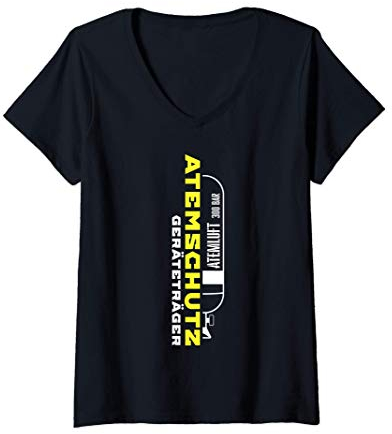Damen Feuerwehr Atemschutz Feuerwehrmann Geräteträger Geschenk T-Shirt mit V-Ausschnitt