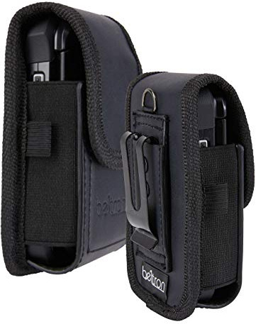 BELTRON Case for Kyocera Flip Phone, DuraXE Epic E4830, DuraXV Extreme E4810 E4811, DuraXE E4710, Sonim Flip Features: Heavy Duty Belt Loop, Metal Belt Clip & Dual Magnet Closure (Black Leather)