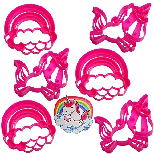 alles-meine.de GmbH 3D Effekt 6 TLG. Set Keks & Plätzchen Ausstechformen - Einhorn & Regenbogen - BPA frei - Ausstecher - Kinderküche - Kekse - Plätzchenset - Keksausstecher ..
