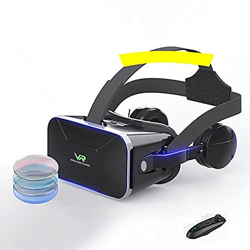Auriculares VR Gafas Realidad Virtual Auriculares Sonido Estéreo con Auriculares Realidad Virtual con Control Remoto Compatible con Mando Distancia Juegos Películas 4.7-6.5 Pulgadas Teléfono