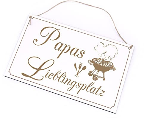 Grillplatz Schild Grill - Papas Lieblingsplatz - Holzschild Grillschilder 26 x 16 cm | Dekolando