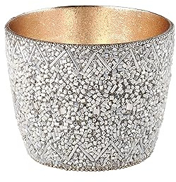 Gift Company Windlicht Madras Perlen M, Teelichthalter, Kerzenhalter, Eisen/Glas, Weiß, 10.5 cm, 1074304001