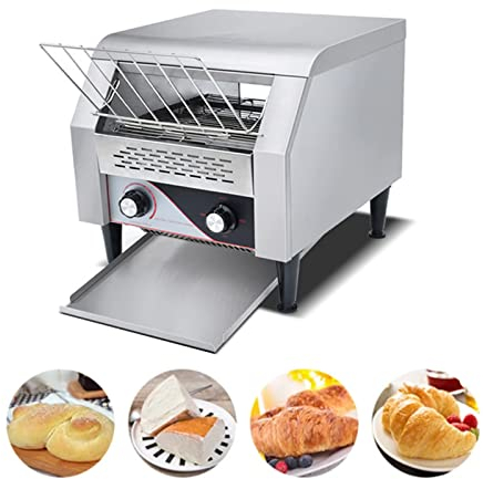 Tostadora transportadora comercial, tostadoras industriales de servicio pesado de acero inoxidable de 2200 W, con tubos de calentamiento dobles, 300 piezas por hora para tostar pan bagels, para restau