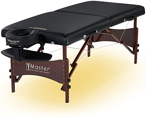 Master Massage NewPort Mobil Massageliege Kosmetikliege Therapiebett Klappbar mit Ambiente Beleuchtung Holz71cm Schwarz