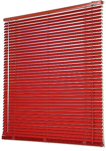 Red Aluminium Venetian Blind,Blackout Horizontal Shades for Windows,Easy Fit Window Blinds 25mm Slats Metal,Waterproof Light Adjustment Home Office Decorative Curtains,WxH (120x120cm(47.2x47.2in))