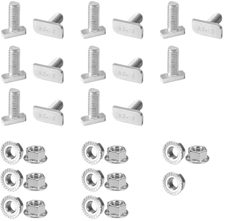 Viti con testa a martello M8 x 20 mm, confezione da 15 viti per binario di ancoraggio in acciaio inox A2-70 con fissaggio dadi flangiati, per binario di montaggio fotovoltaico, impianti fotovoltaici