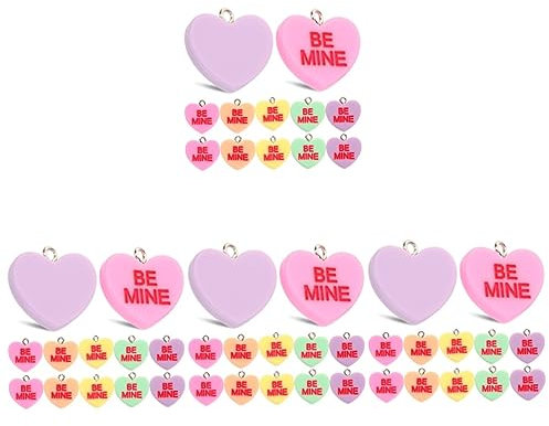 VILLCASE 80stücke Teiliges Herz- Für Schmuckherstellung Bunte Resin Charms Für Halsketten Armbänder Schlüsselanhänger Und Taschen Für Bastelprojekte Glatte Kanten Kinderfreundlich