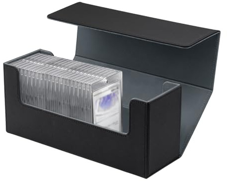 Tolesum Caja de Almacenamiento para MTG, Box para 580+ Nuevo Cartas Cartas sin Funda/35pt Fundas Cartas Magic, Magnetic Flip Box con Cuero de PU para Cartas de Magic Commander TCG - Negro