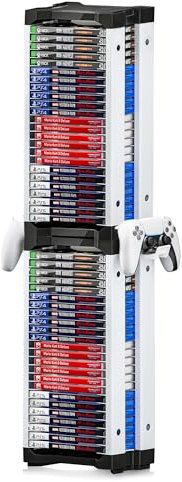 Nargos Video Game Storage Tower for PS5/PS4/PS3/PS2/PSP/Xbox One/Series X/S/Wii/Wii U/Switch Game Cases, DVD and Blu-Ray Disks Holder Organizer (46 PCS)
