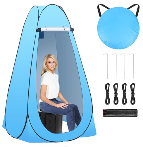 Tienda de ducha y aseo para camping, desplegable, 120 x 120 x 190 cm, inodoro plegable, portátil, para camping al aire libre, con bolsa de basura, carga máxima de 50 kg