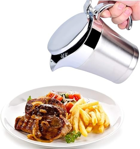 RRMMAN Saucière, saucière en acier inoxydable, 500 ml, pot à sauce thermique pour sauce, crème pâtissière, crème, sauce, passe au lave-vaisselle