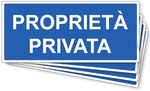 pubblimania 4 Adesivi Proprietà Privata in PVC flessibile impermeabili e Resistenti per Esterno e Interno Cm 29x13 (Proprietà Privata)