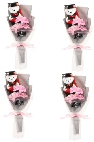 Cabilock 4 Piezas Dr. Oso Ramo para Personas Mayores Ramo De Adorno De Muñeca Banquete De Muñecos De Oso Osito De Peluche Pequeño Ramos De Flores Mini Algodón Girasol Relleno Alumno