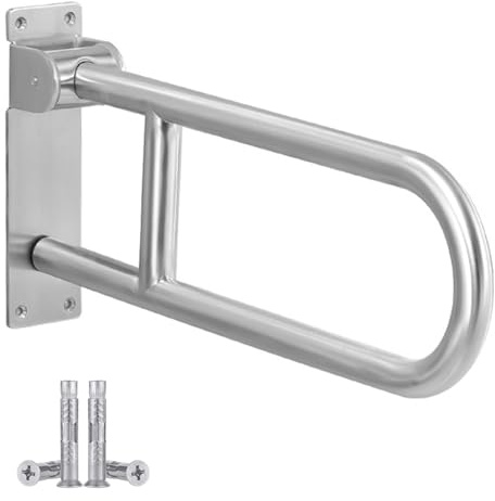 LORESJOY Behinderten WC Haltegriff, 60cm Wandstützgriff Klappbar, Behinderten WC Haltegriffe für Senioren, Edelstahl Stützgriff Toilette, Stützklappgriff WC, Tragfähigkeit von 300-350kg
