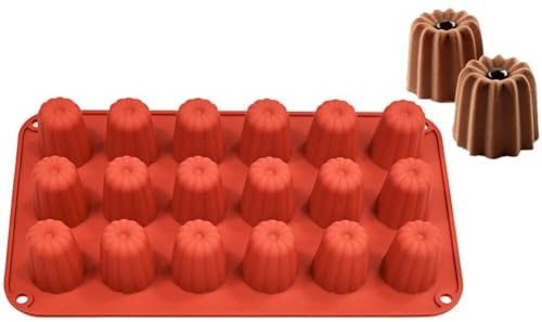 Surakey 18-cup Bakeware Madeleine Pan Baking Cake Mold Pan French Dessert Mould Silicone Madeleine Pan Baking Mold Non-Stick Cake Tray for Chocolate Cookie Dessert Candy Soap Ice Cube (Red)