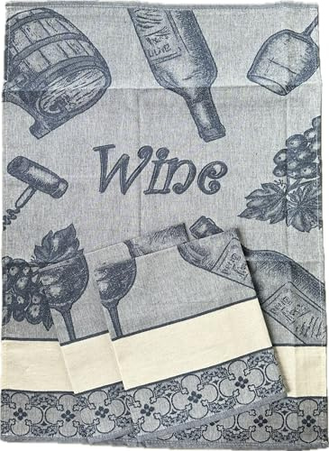 Strofinacci Asciughini Canovacci Set 3 Pezzi Misura Maxi cm 60x86 Tela Aida Ricamo Punto Croce Hobby Cucito Fondo Colore Ecru Variante Vino Disponibile in 4 Colori Prodotto in Italia (Blu)