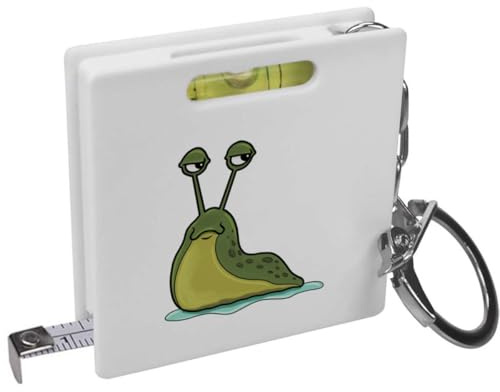Azeeda 'Grumpy Green Slug' Keyring Tape Measure/Spirit Level Tool (KM00038197)
