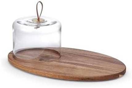 Mikasa Glenwood ovales Servierbrett mit Glasglocke, 39,4 cm
