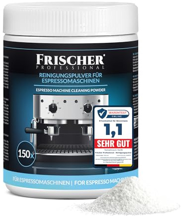 FRISCHER PROFESSIONAL Reinigungspulver für Kaffeemaschine & Siebträger – 900g Kaffeefettlöser/Espressomaschinenreiniger – Gruppenreiniger & Entkalker Pulver für Kaffeevollautomat