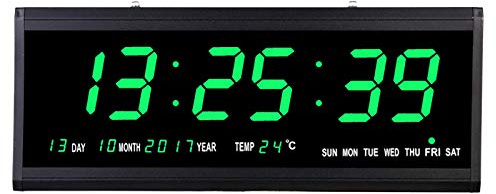 TESUGN LED Digital Wanduhr Seniorenuhr, 48cm Digitaluhr Wanduhr mit Datum Temperatur Kalender Digital Clock LED Display, Creative Clock für Schlafzimmer, Wohnzimmer