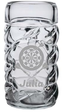 LUXENTU Diamond Bierkrug mit Gravur, Darts-Motiv, 0,5 l, 1 Stück | Personalisierter Henkelkrug mit Einschenklinie, Geschenk für Bierliebhaber, Fußballfans & zum Geburtstag, Spülmaschinenfest