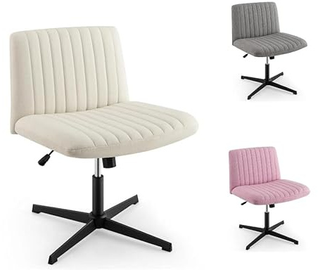 GIANTEX Kontorsstol utan armstöd, 360° vridbar skrivbordsstol med bred sits och 120° svängning, höjdjusterbar snurrstol för hem och kontor, 71 x 66 cm (beige)