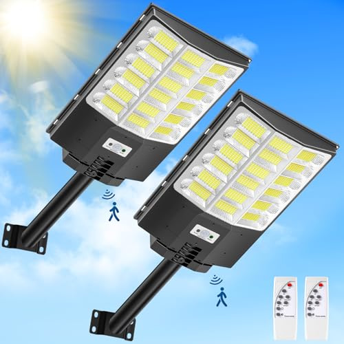 Lightasea 1200W Lampione Solare LED Esterno, 120000LM 6500K Lampione Solare da Esterno con Sensore di Movimento, Impermeabile IP65 Lampiones Stradale Solares con Telecomando per Giardino, Parcheggio