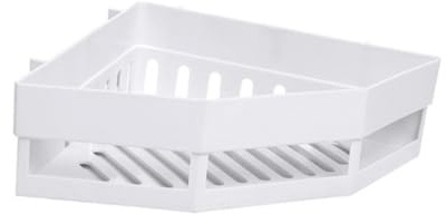 Mensola Angolare da Bagno a Muro in Plastica Bianca | Design a Cestello Aperto, Installazione a Parete, per Tenere in Ordine Piano Lavabo