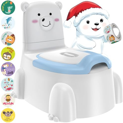 Polar Bear Potty Chair, Comfortable Baby Potty Seat with Reward Stickers for Boys & Girls 1-6 Years (Blue)