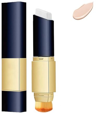Stick Base de Maquillaje,Barra de Base Blanca 2 En 1,Barra Correctora Completa con Pinceles Cosméticos,Maquillaje Corrector Hidratante,Maquillaje de Larga Duración,Adecuado para Mujeres,Desnudo