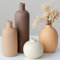 Lot de 4 vases modernes en céramique - Couleurs Morandi - Décoration de table minimaliste - Style nordique - Café clair