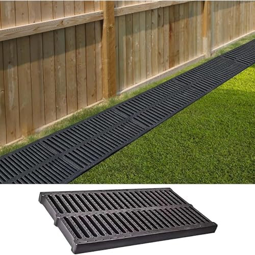 CYHTYM Grabenablaufrost Kanalisationsgitterabdeckung für den Außenbereich, rechteckige, leichte PE-Grabenabdeckung für Garten, Innenhof, Garage und Terrasse(50x25x3cm/19.6x9.8x1.2in)