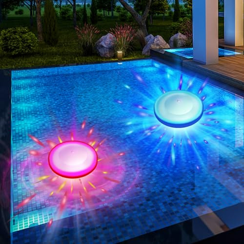 Zeadio LED Pool Atmosphere Light,6 Lighting Modes, Submersible & Waterproof, Easy Install for Inground/Above Ground Pools, RGB Color-Changing Spa & Party Lights​, Pack of 2