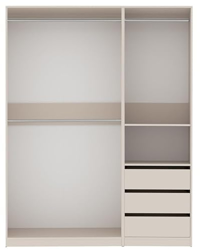 Marmex Eckkleiderschrank -Set TRES H, offener Garderobenschrank mit Kleiderstangen, Einlegeböden, Schlafzimmermöbel ohne Türen, 160x206x51 cm, graubeige Cashmere