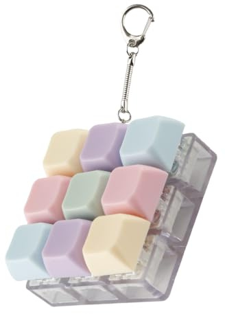 Tabanzhe Fidget Keyboard Toy,Mini Clicky Keychain Stress Relief for Adults | 9 Key Tactile Clicker,Colorful Portable Button Keyboards Keyring for Office Home Travel,6x6x2 CM