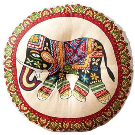 Generisch 2 Stuck 40 X 40 cm Leinen Stuhlkissen Rund Bohemische Stuhlkissen Boho Rundes Bodenkissen Boho Sitzkissen Rundes Dekokissen Bodensitzkissen Gartenmöbel Kissen, Für Indoor Und Outdoor