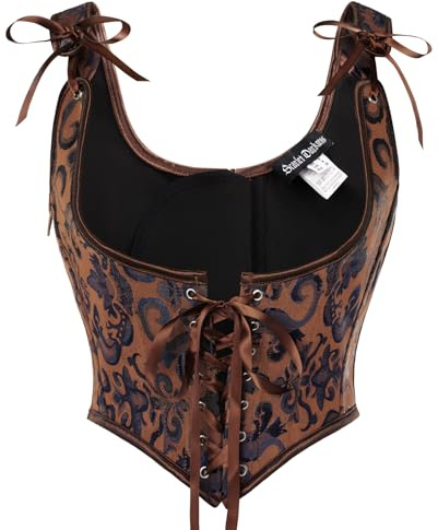 Scarlet darkness renässans korsett för kvinnor under byst bustier topp snörning väst, Brun, 40