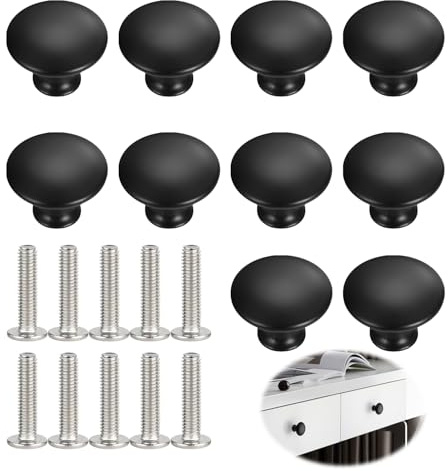 10 Stueck Moebelknaufe Rund Modern Schrauben Griff Schrankwand Deko | Vintage Stil, Gewinde M4, Montagematerial enthalten, lackiert, langlebig, Tuermoebel, Erneuerung, handlich, robust