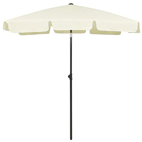 Keeushr Ombrellone da spiaggia, 180 x 120 cm, resistente ai raggi UV, con meccanismo di inclinazione, per spiaggia e giardino, in poliestere non stinge, Sabbia, 180 x 120 cm (L x B)