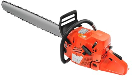 Tronçonneuse à essence 71CC - Moteur 3,9 kW - 10 000 tr/min - Diamètre de coupe : 71 cm - Longueur de la chaîne : 28 - Moteur à chaîne à essence pour la coupe d'arbres de jardin, abattage du bois
