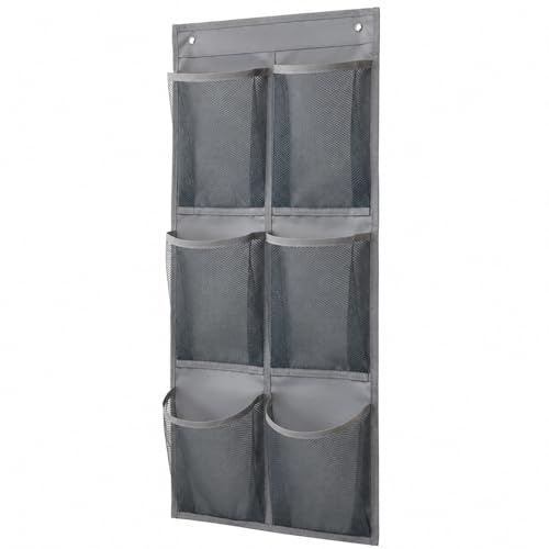 RzuoQnt Schuhregal Hängend Bohrfrei, Platzsparender Schuh Organizer mit 6 Fächern, Faltbarer Schuhhalter Wand für Tür, Schrank und Wohnmobil Aufbewahrung, Grau